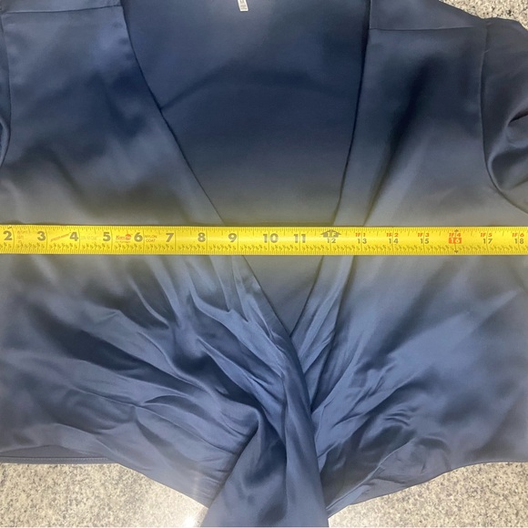 WAYF 2 Pc Blue Satin Crop Tie Top Wide Leg Pants W/pockets Parties Celebrating M - Picture 12 of 17